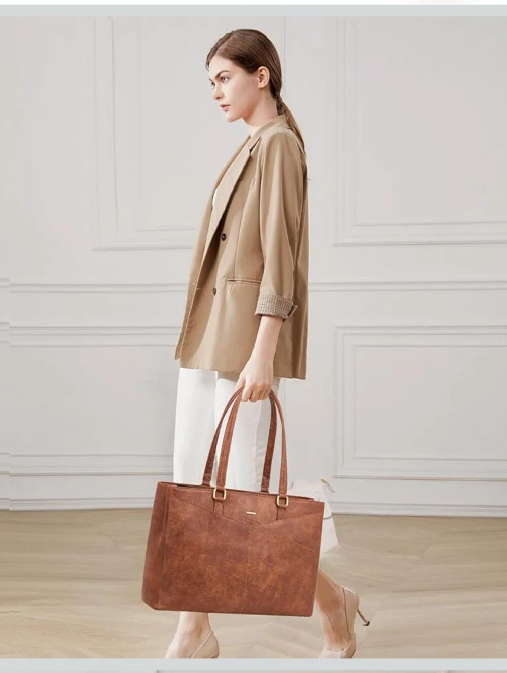 LOVEVOOK Laptop Bag for Women 15.6 Inch Tote Bags Waterproof Leather Briefcase